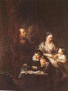 Anton  Graff, The Artist s family before the portrait of Johann Georg Sulzer